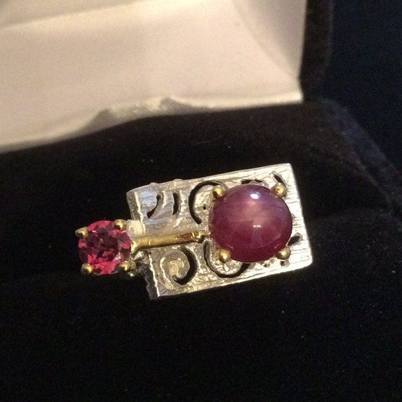 Rare Genuine Star Ruby & Rhodolite Ring, One of a Kind - Picture 14 of 16